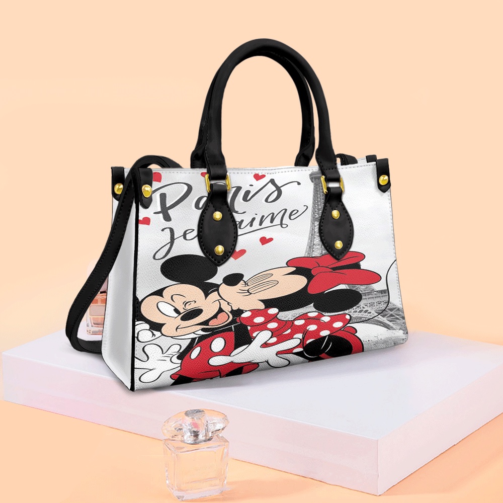 sweet love of mickey couple kiss paris cartoon disney gift lover fashion lady handbag r3b42