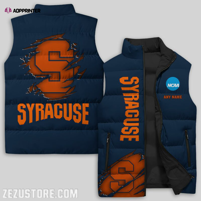 syracuse orange ncaa sleeveless puffer jacket custom for fans gifts 3