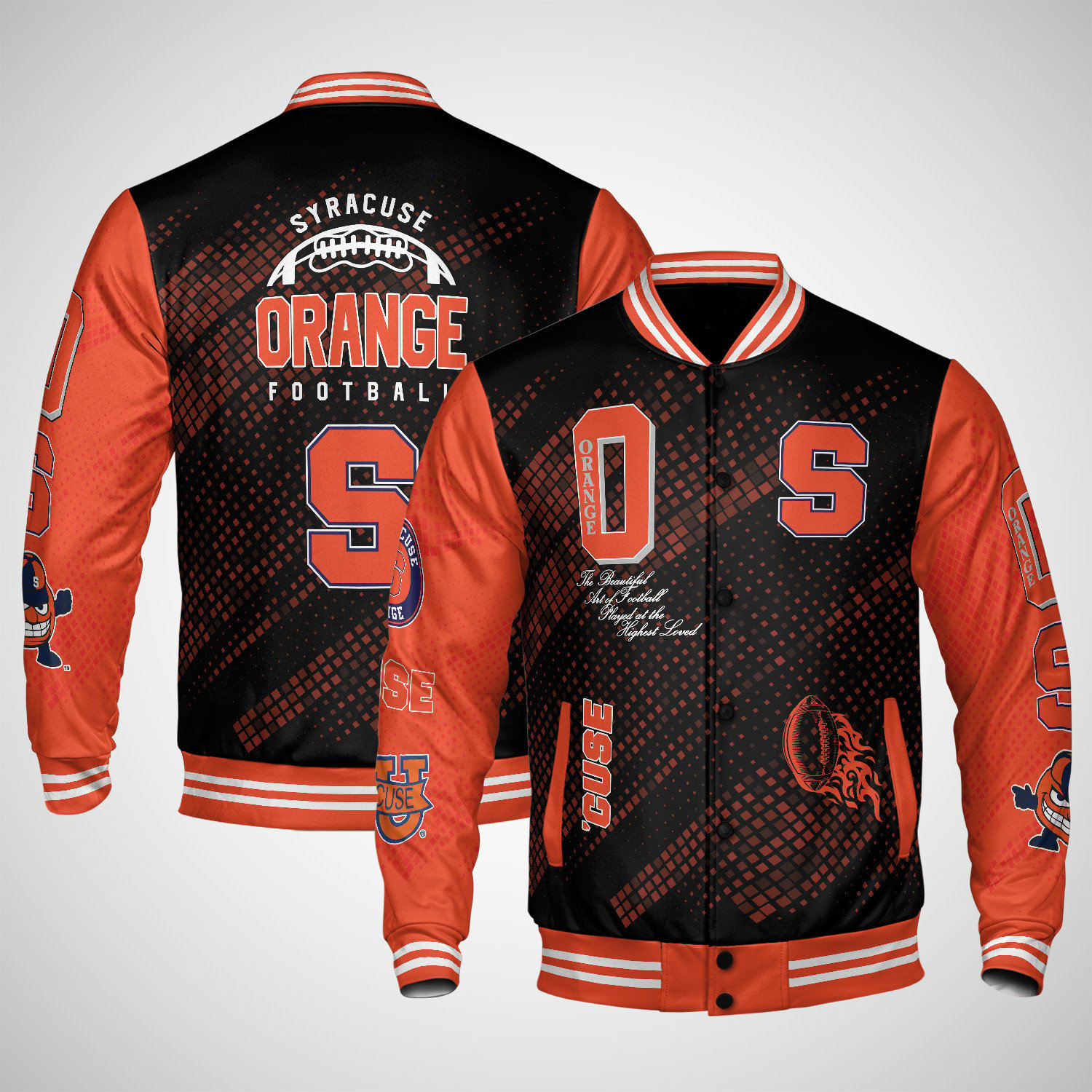 syracuse orange varsity jacket baseball jacket all over print wf hgvdu