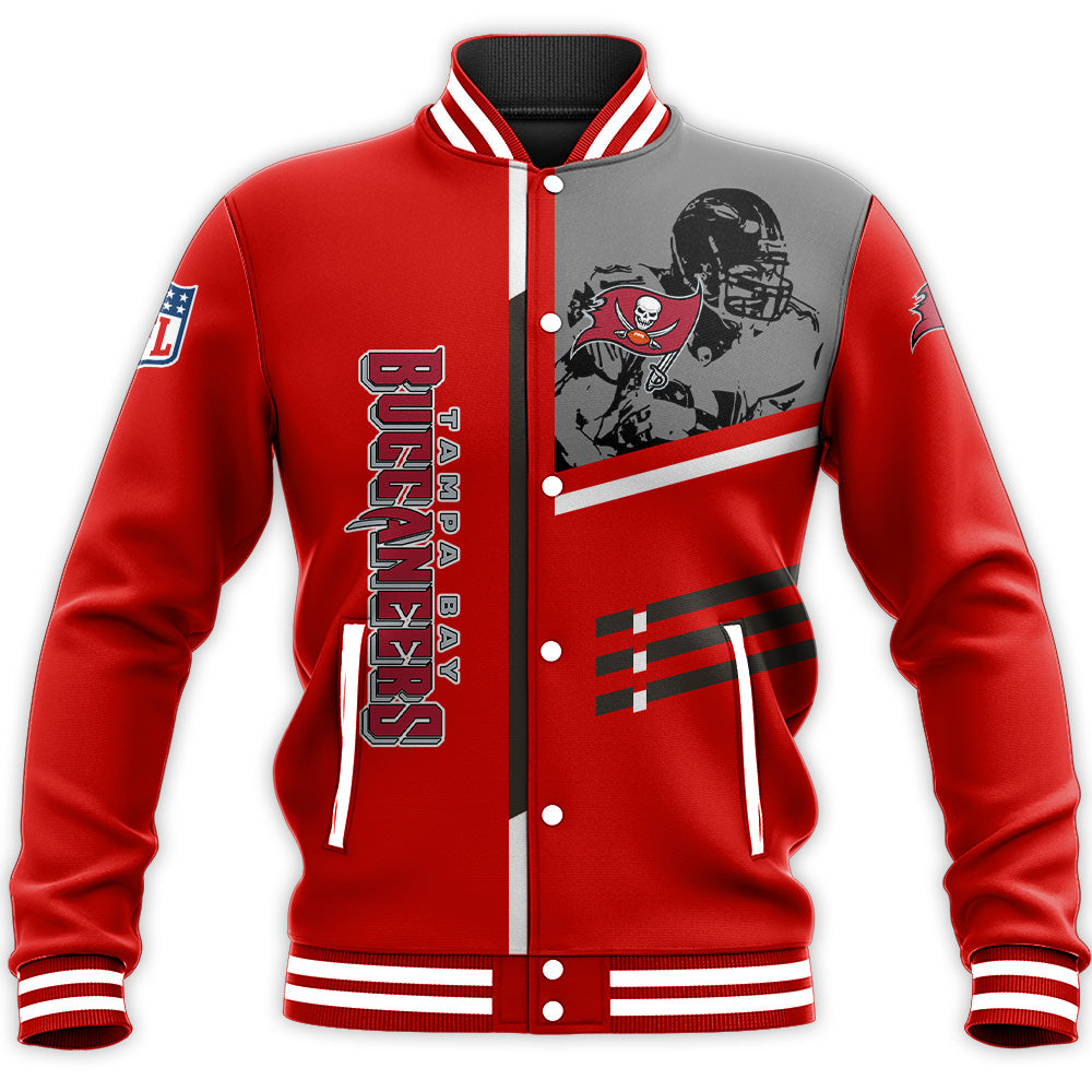 tampa bay buccaneers baseball jacket button up zipper hooded all over print personalized football for fan nfl svyjq