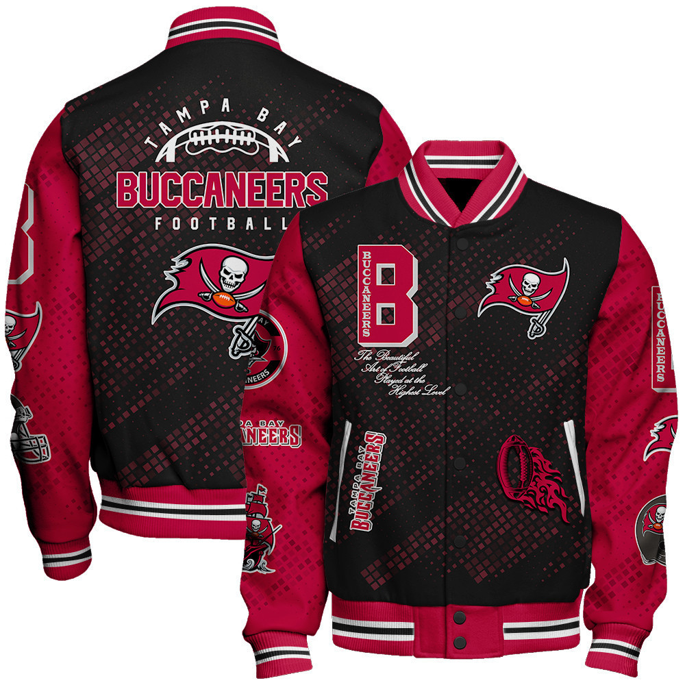 tampa bay buccaneers nfl pattern baseball varsity jacket baseball jacket all over print v13 gjxog