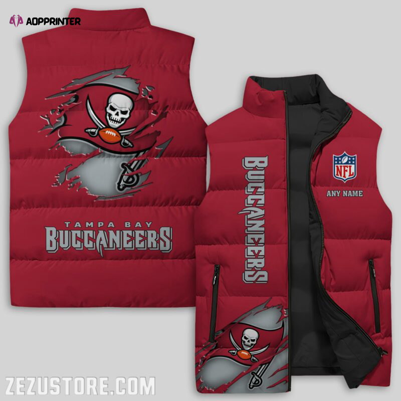 tampa bay buccaneers nfl sleeveless puffer jacket custom for fans gifts 1