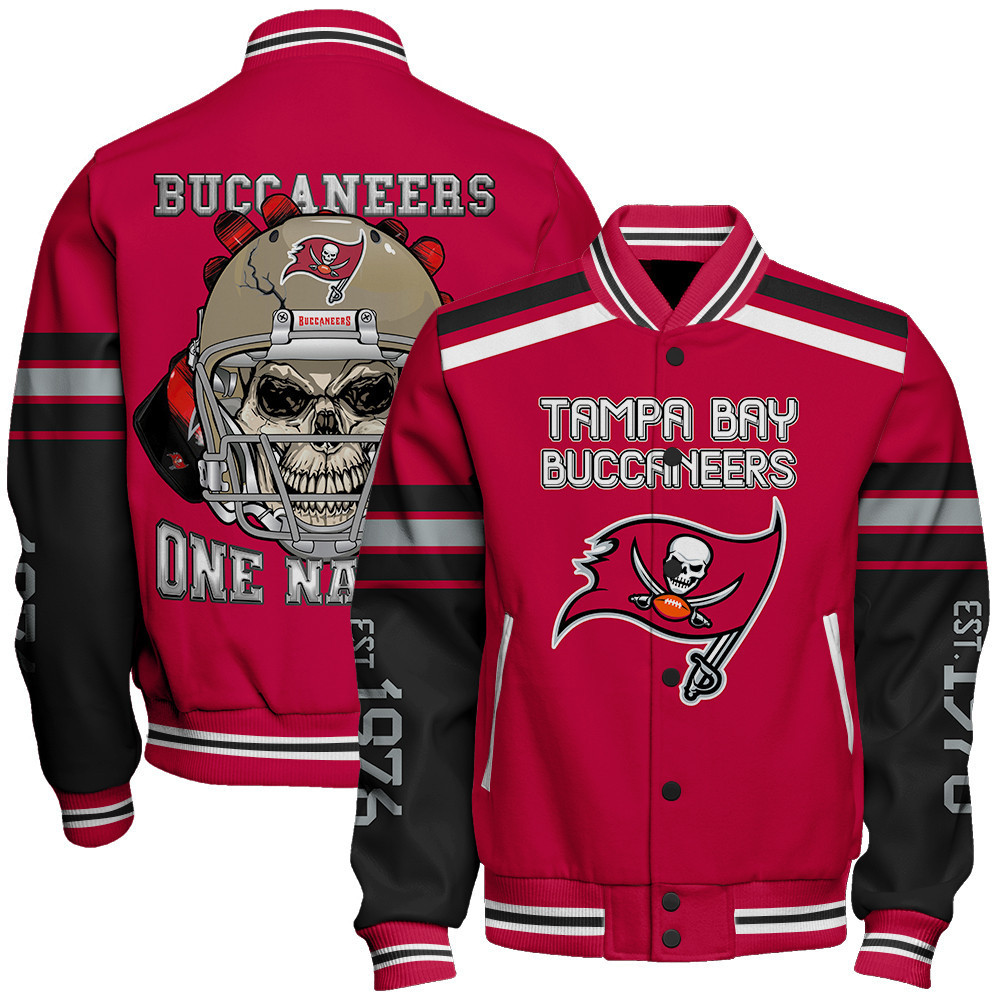 tampa bay buccaneers skull and gloves pattern baseball varsity jacket baseball jacket all over print v3c5i