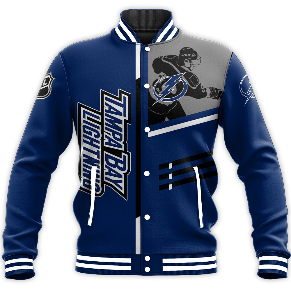 tampa bay lightning baseball jacket button up zipper hooded all over print personalized hockey for fan nhl lrmi3