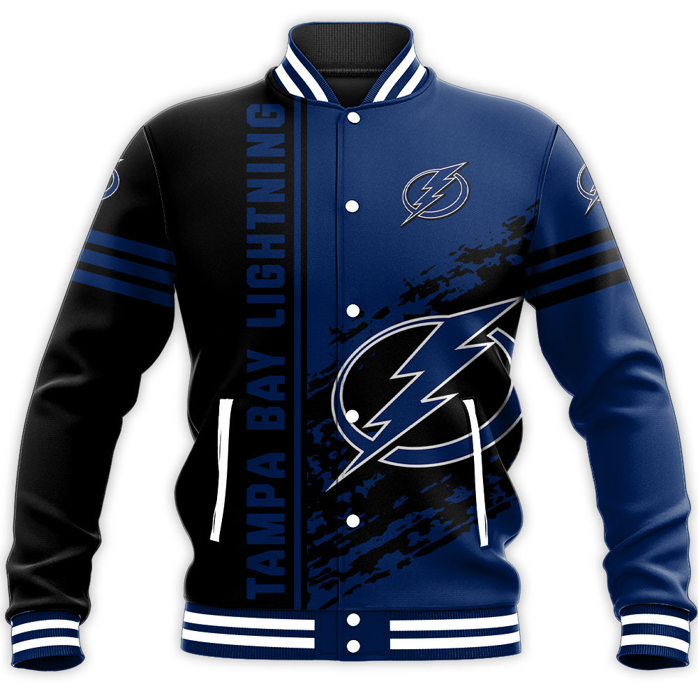 tampa bay lightning baseball jacket button up zipper hooded all over print quarter style nhl ahx5g