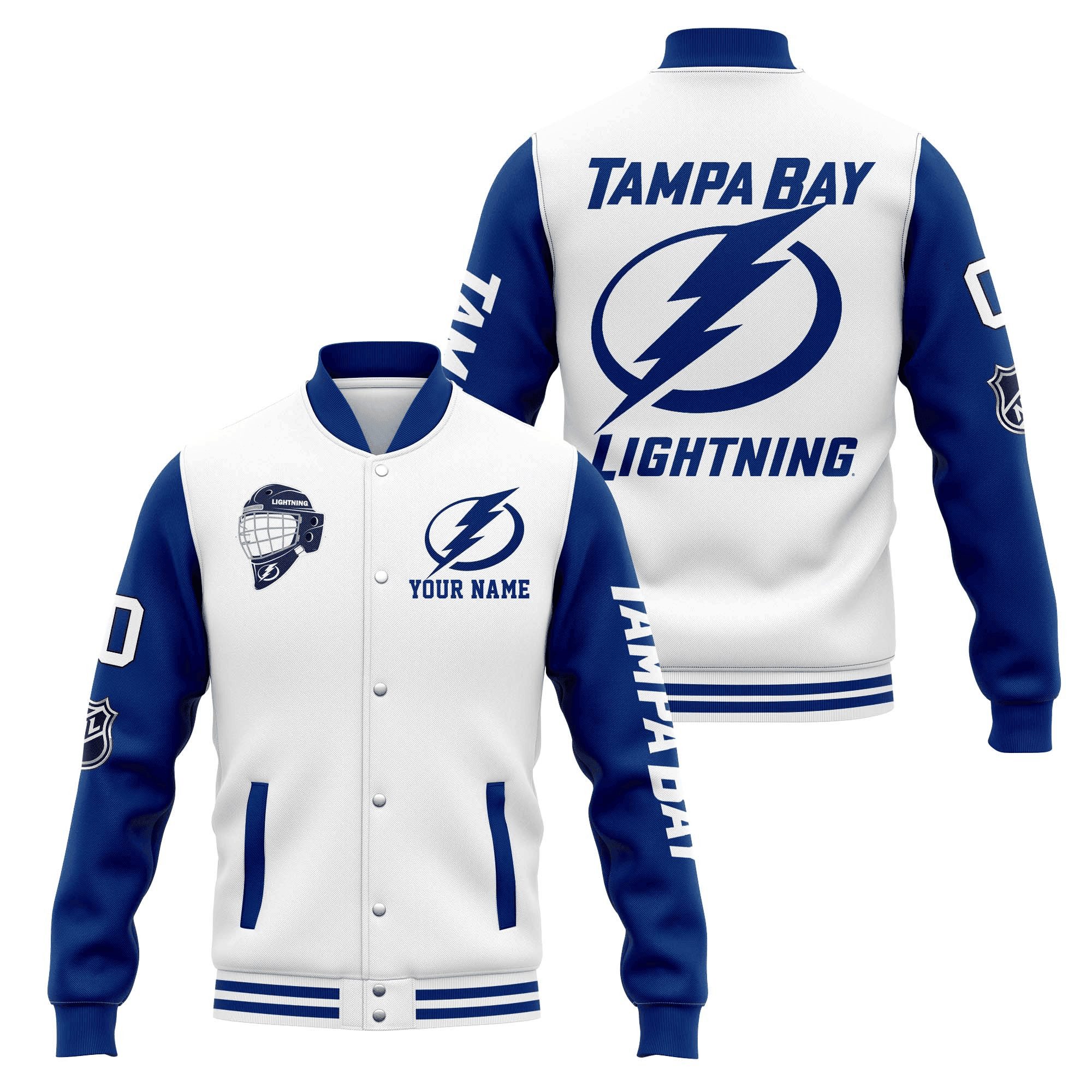 tampa bay lightning custom name and number nhl baseball baseball varsity jacket baseball jacket all over print evmsl