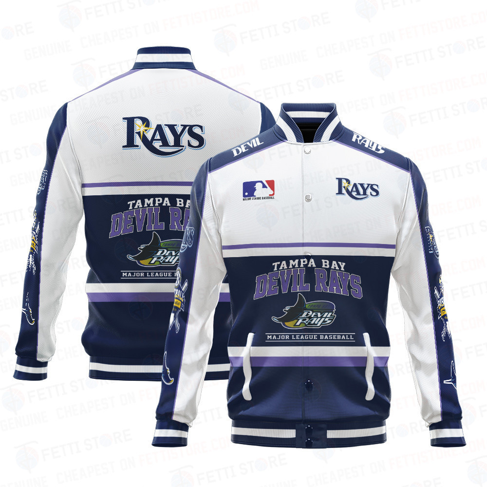 tampa bay ray baseball white and dark blue pattern baseball varsity jacket baseball jacket all over print pjgw6