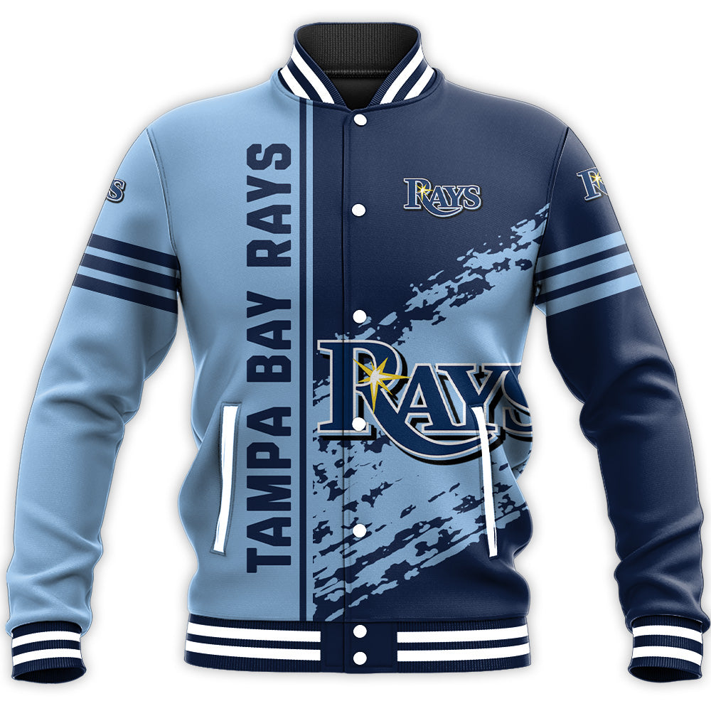 tampa bay rays baseball jacket button up zipper hooded all over print quarter style mlb vifrn