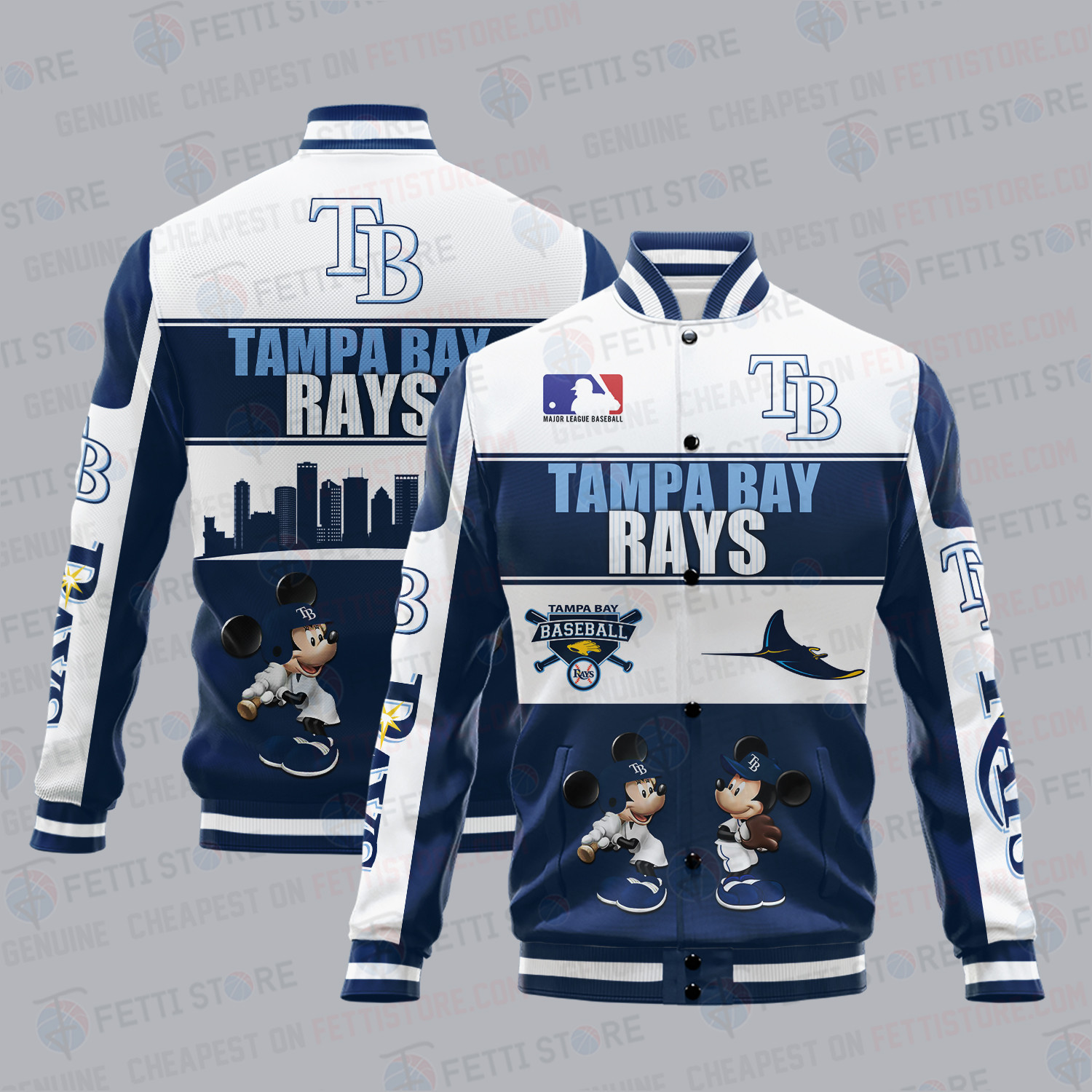 tampa bay rays city and logo pattern print baseball varsity jacket baseball jacket all over print npa3y