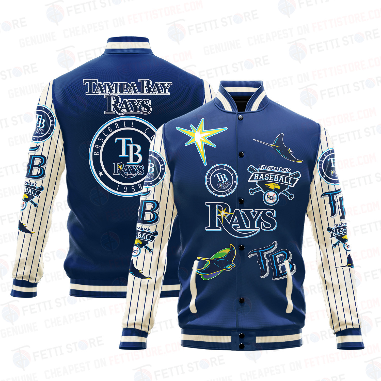 tampa bay rays mlb baseball varsity jacket baseball jacket all over print v6 awzw4