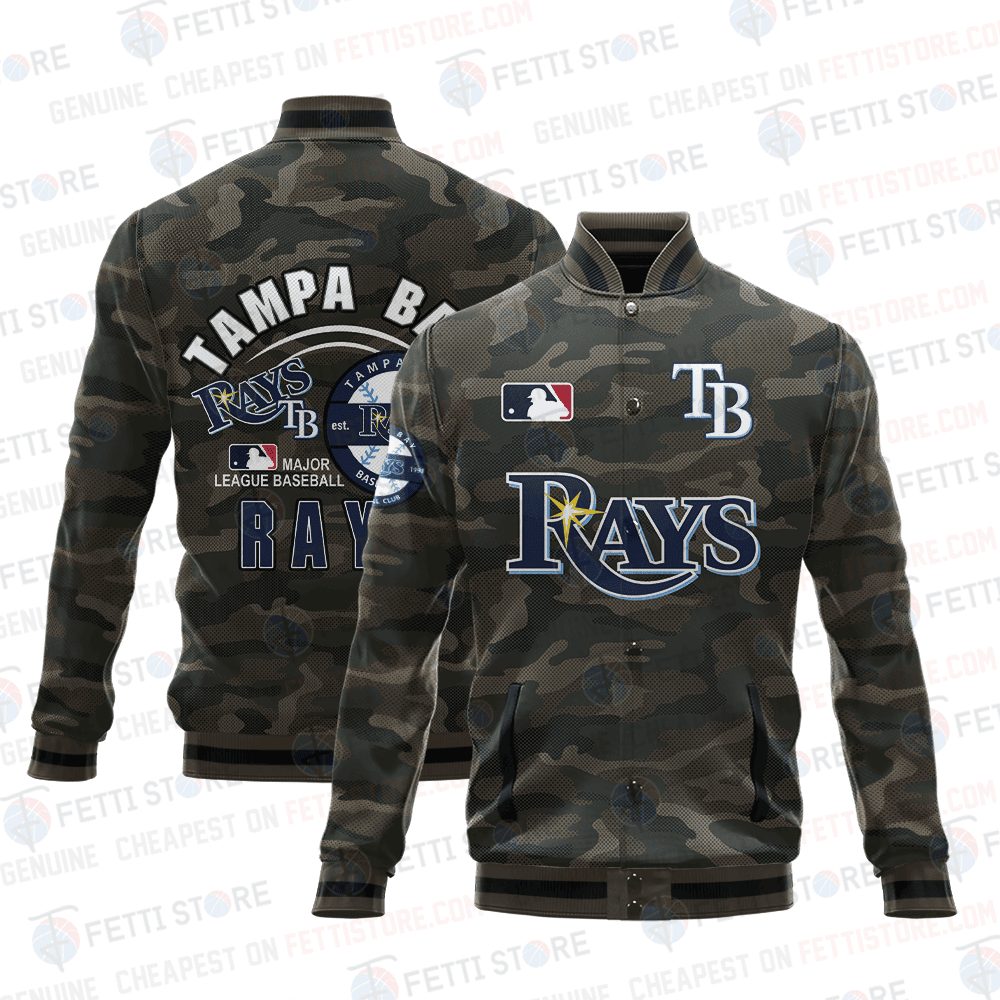 tampa bay rays mlb camo baseball varsity jacket baseball jacket all over print stm biu7n