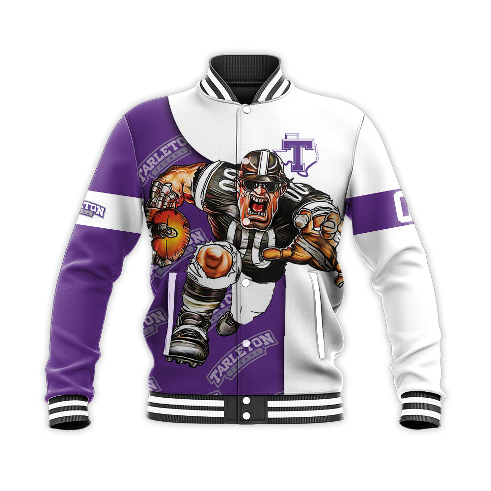 tarleton state texans baseball jacket button up zipper hooded all over print football go on gift for fans ncaa 4xbll