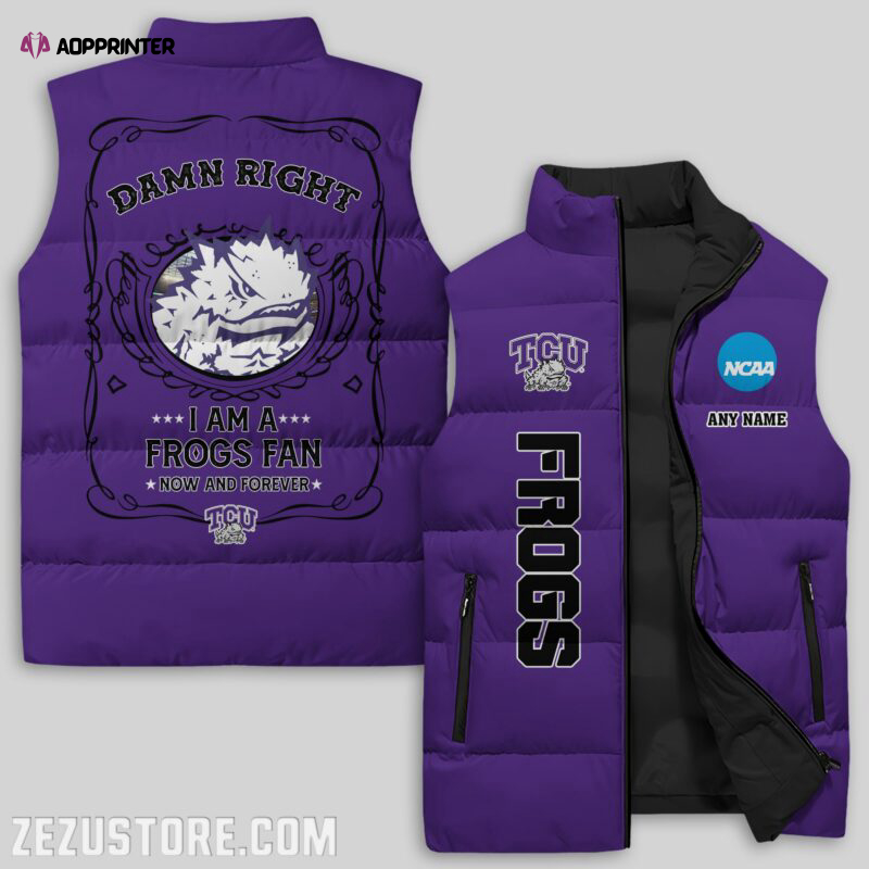 tcu horned frogs ncaa sleeveless puffer jacket custom for fans gifts 3