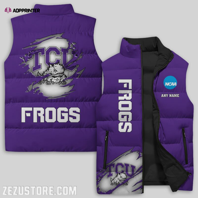 tcu horned frogs ncaa sleeveless puffer jacket custom for fans gifts 6