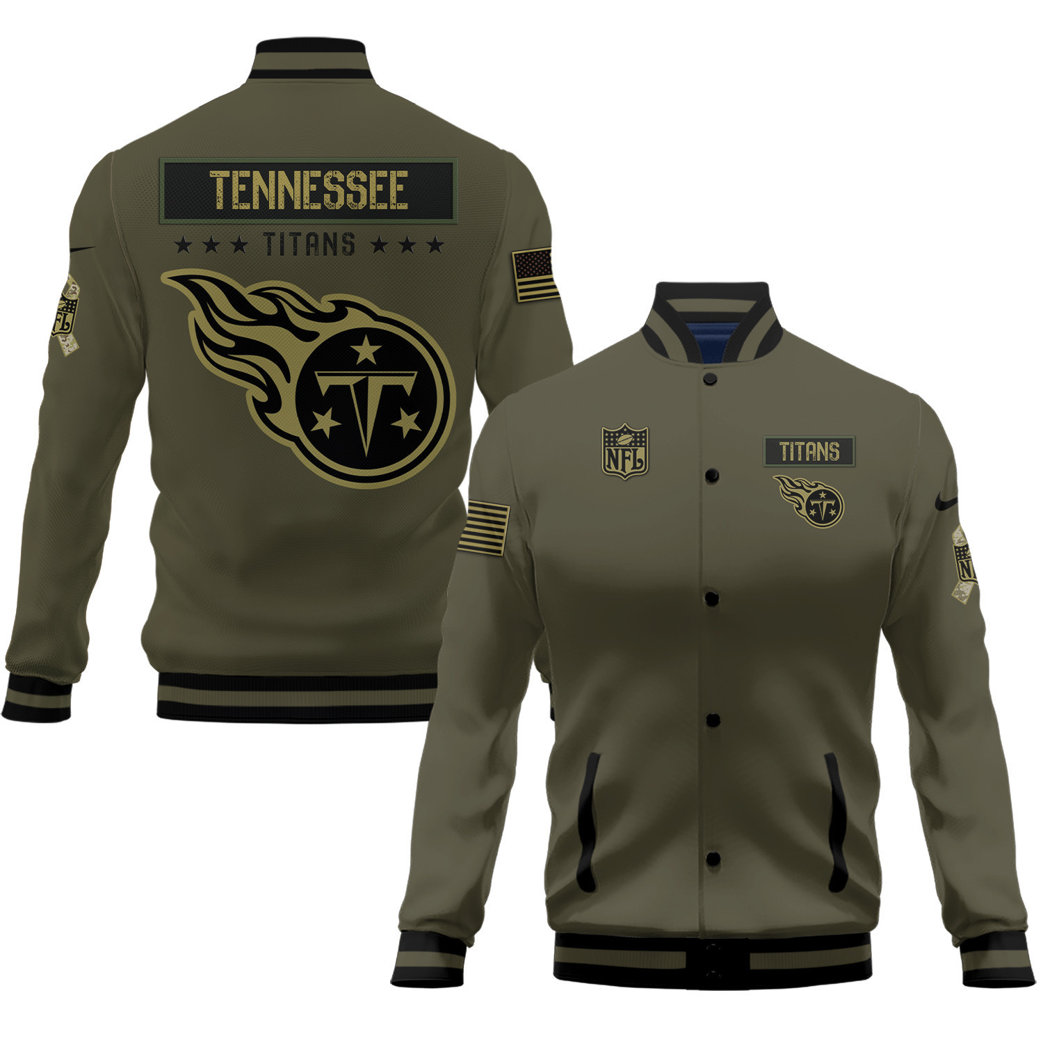 tennessee titans 2023 salute to service club baseball jacket baseball varsity jacket baseball jacket all over print green d9t4l