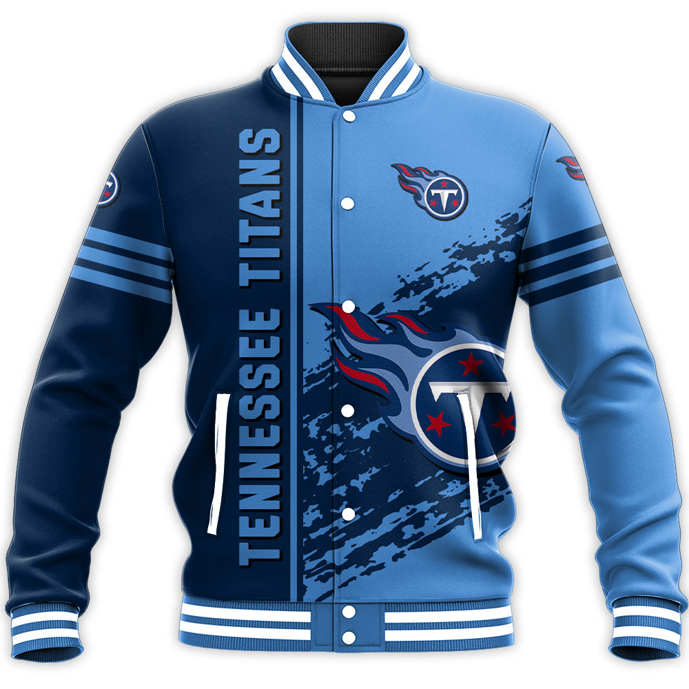 tennessee titans baseball jacket button up zipper hooded all over print quarter style nfl 2klsr