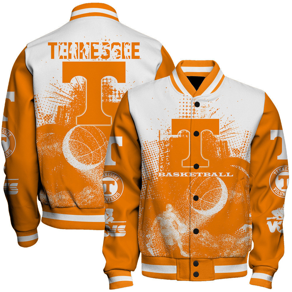 tennessee volunteers ncaa basketball team splashing colors 3d print baseball varsity jacket baseball jacket all over print fizsb