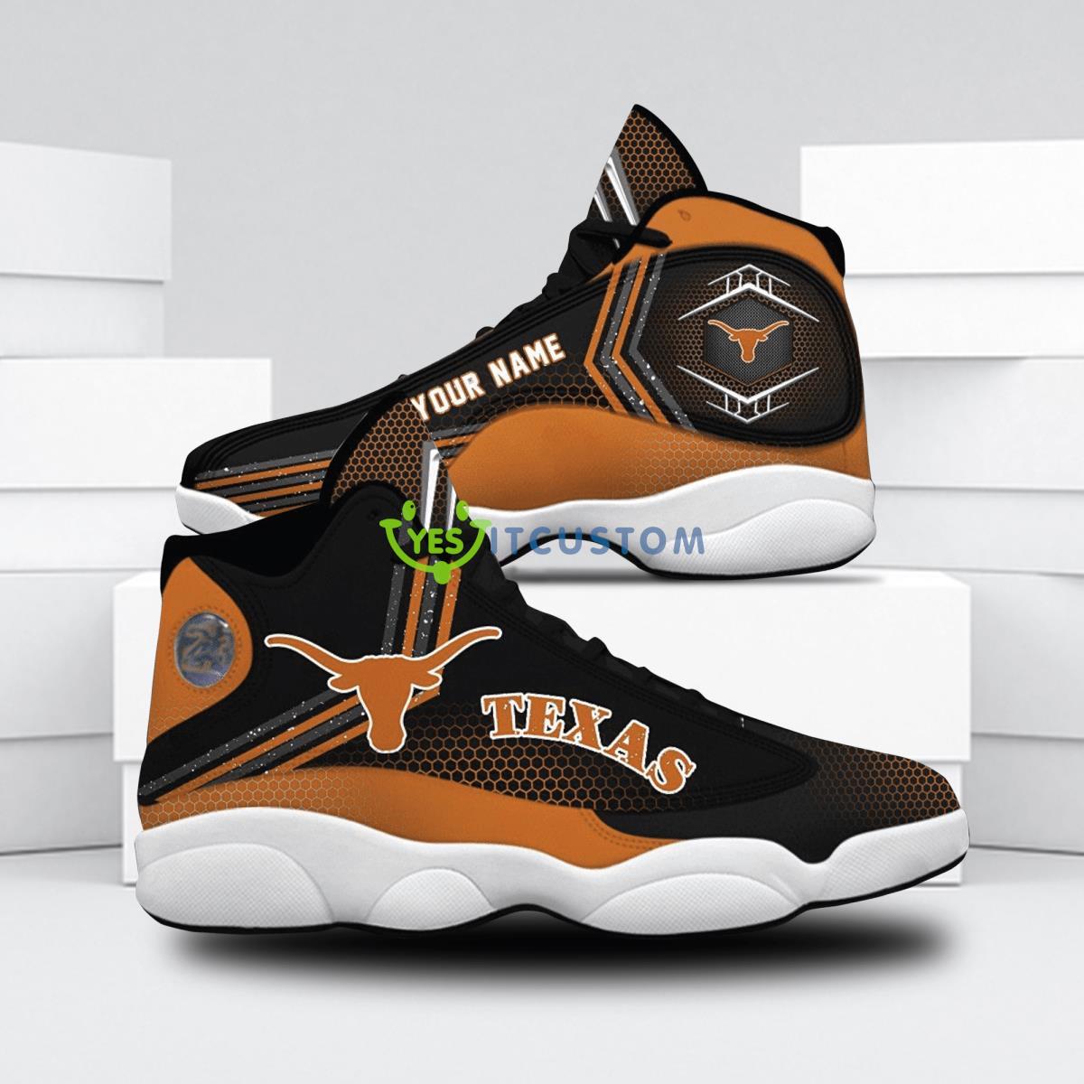 texas longhorns football style custom name air jordan 13 shoes