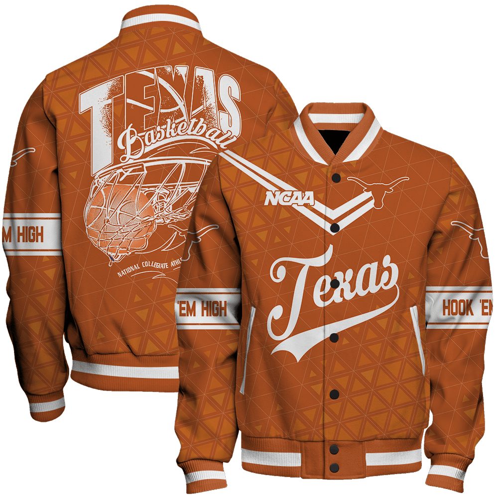 texas longhorns ncaa basketball hook em high 3d unisex baseball varsity jacket baseball jacket all over print hn1ky