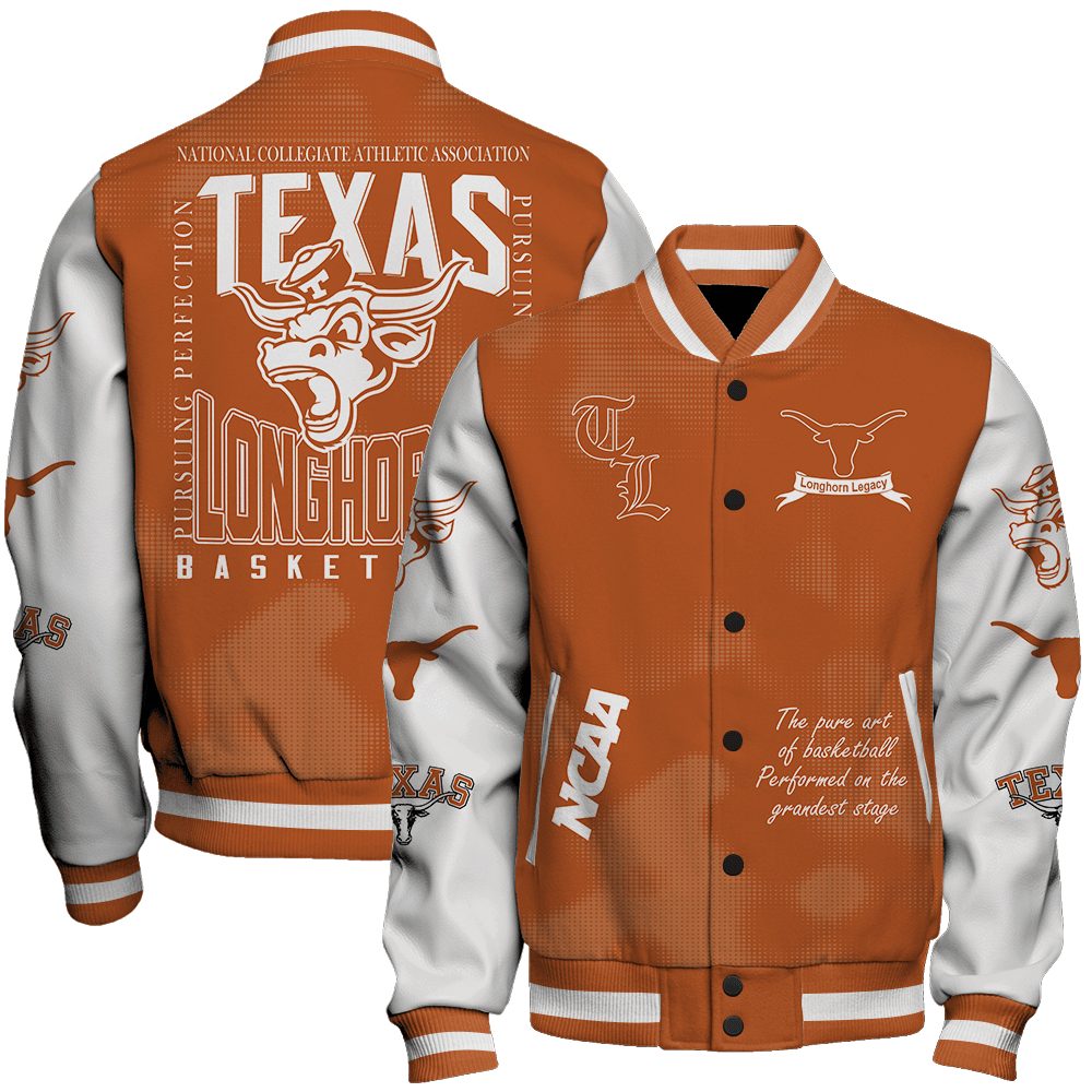 texas longhorns ncaa basketball longhorn legacy 3d unisex baseball varsity jacket baseball jacket all over print swt5z