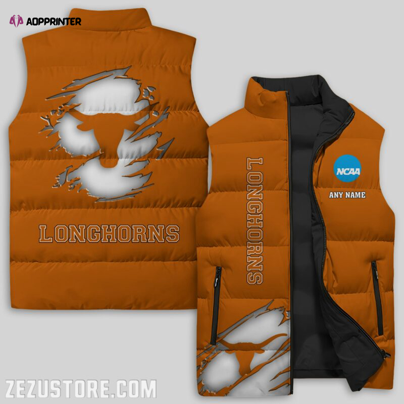 texas longhorns ncaa sleeveless puffer jacket custom for fans gifts 3