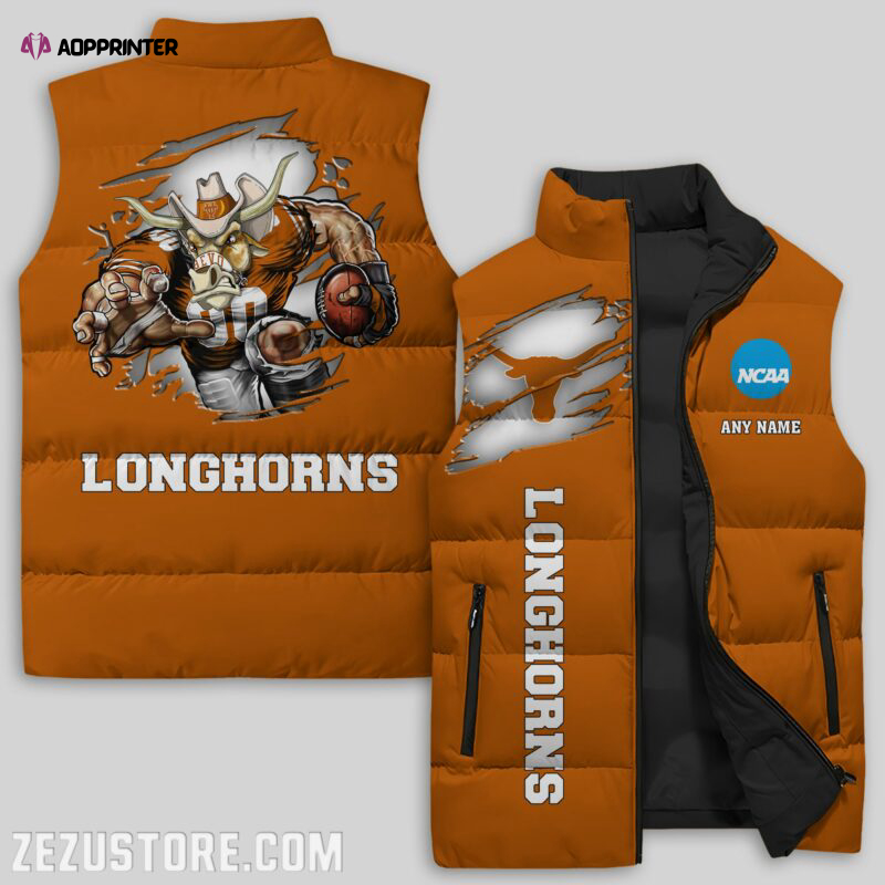 texas longhorns sleeveless puffer jacket custom for fans gifts