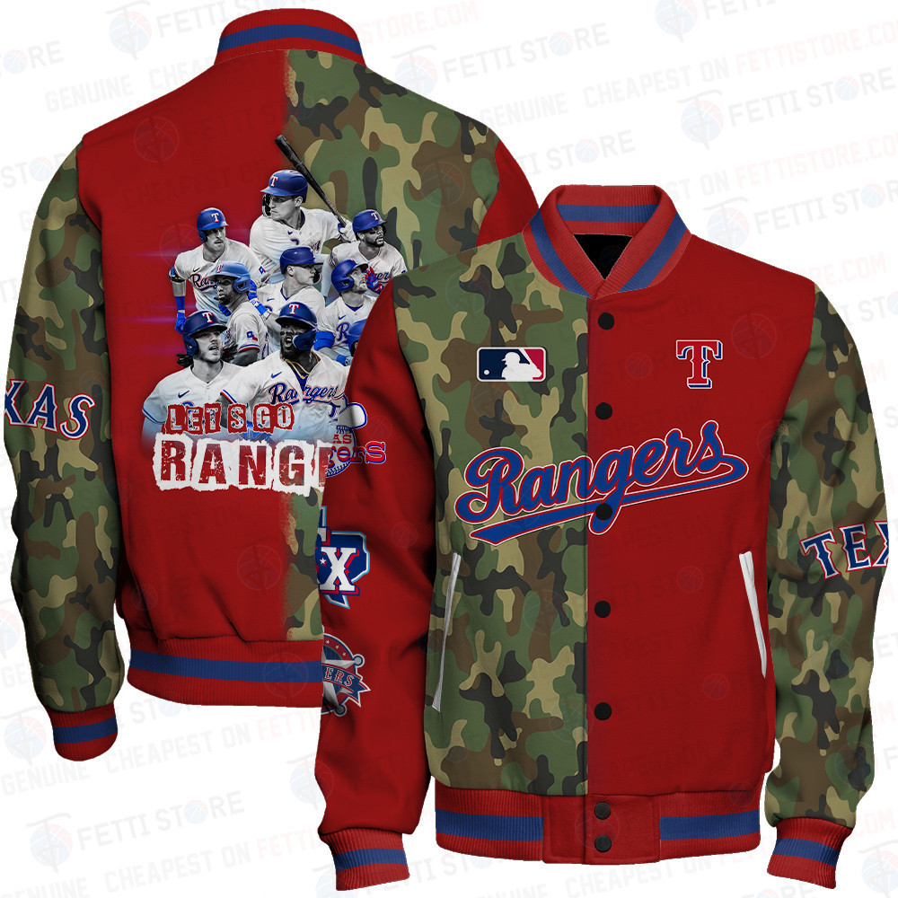 texas rangers mlb camo pattern baseball varsity jacket baseball jacket all over print stm irnbb