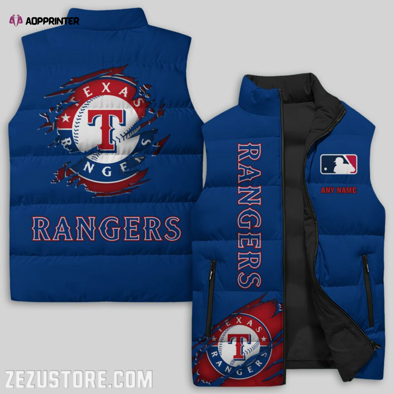 texas rangers mlb sleeveless puffer jacket custom for fans gifts