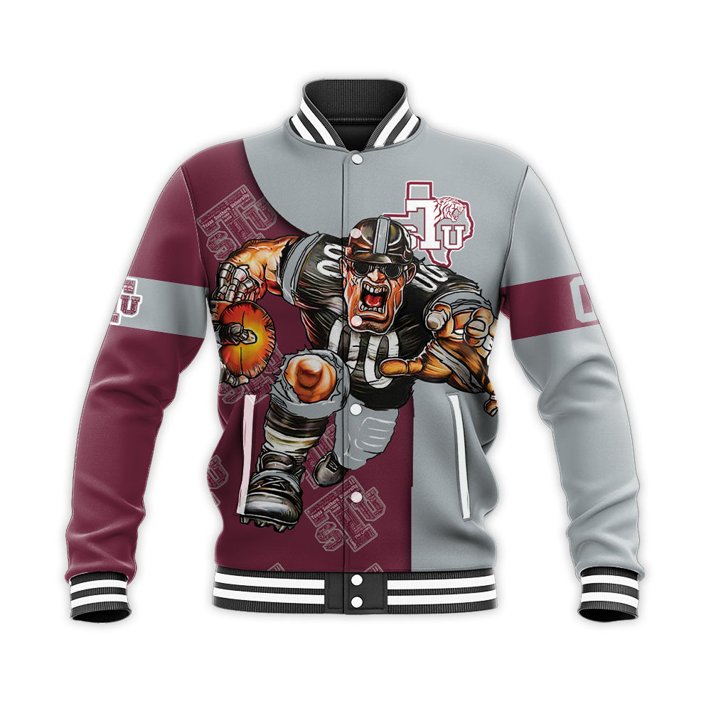 texas southern tigers baseball jacket button up zipper hooded all over print football go on gift for fans ncaa nzyr2