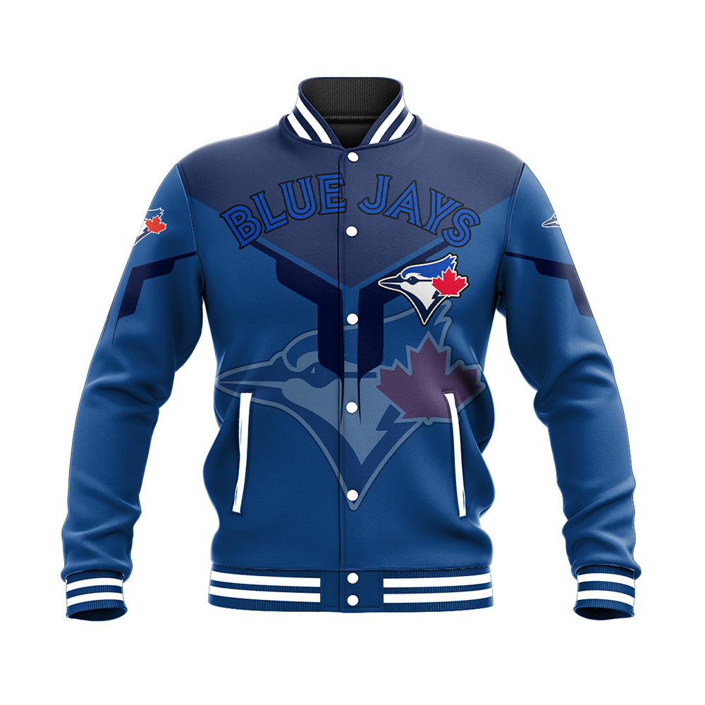 toronto blue jays baseball jacket button up zipper hooded all over print drinking style mlb ebmi1