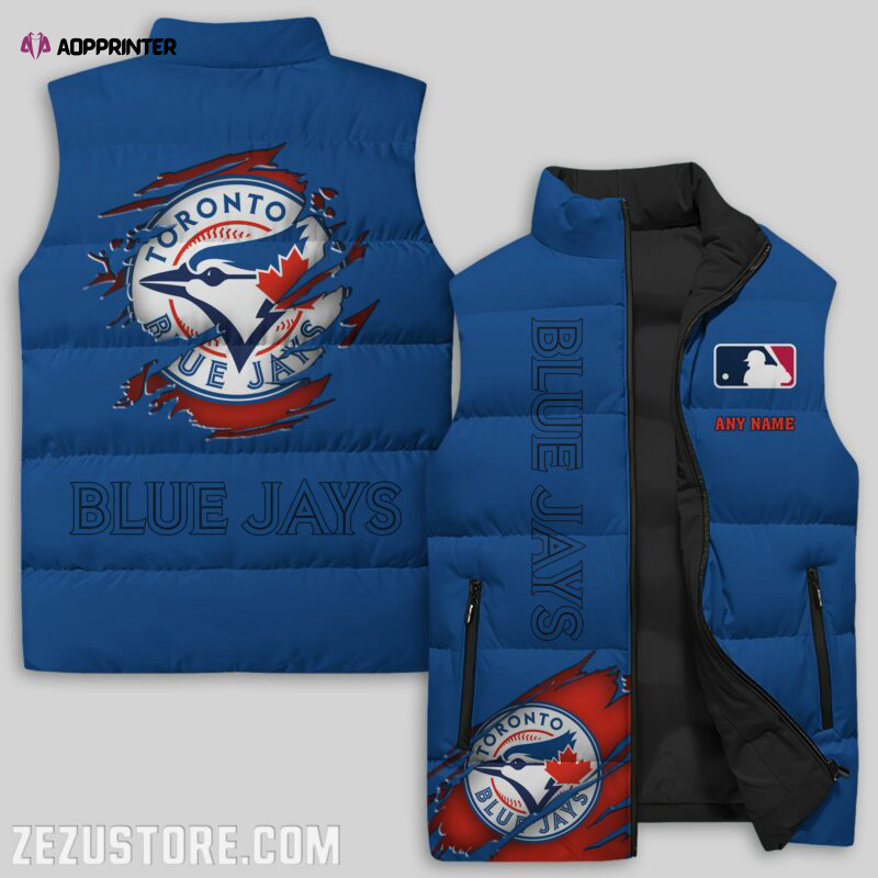 toronto blue jays mlb sleeveless puffer jacket custom for fans gifts