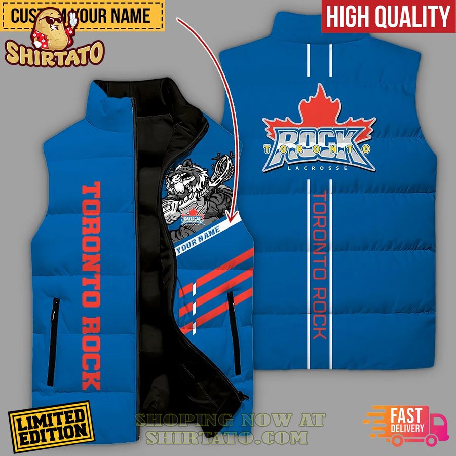 toronto rock custom name sleeveless puffer jacket 1 9vyKA