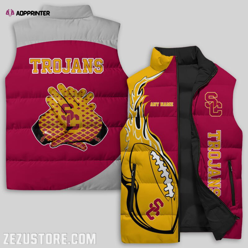 usc trojans ncaa sleeveless puffer jacket custom for fans gifts