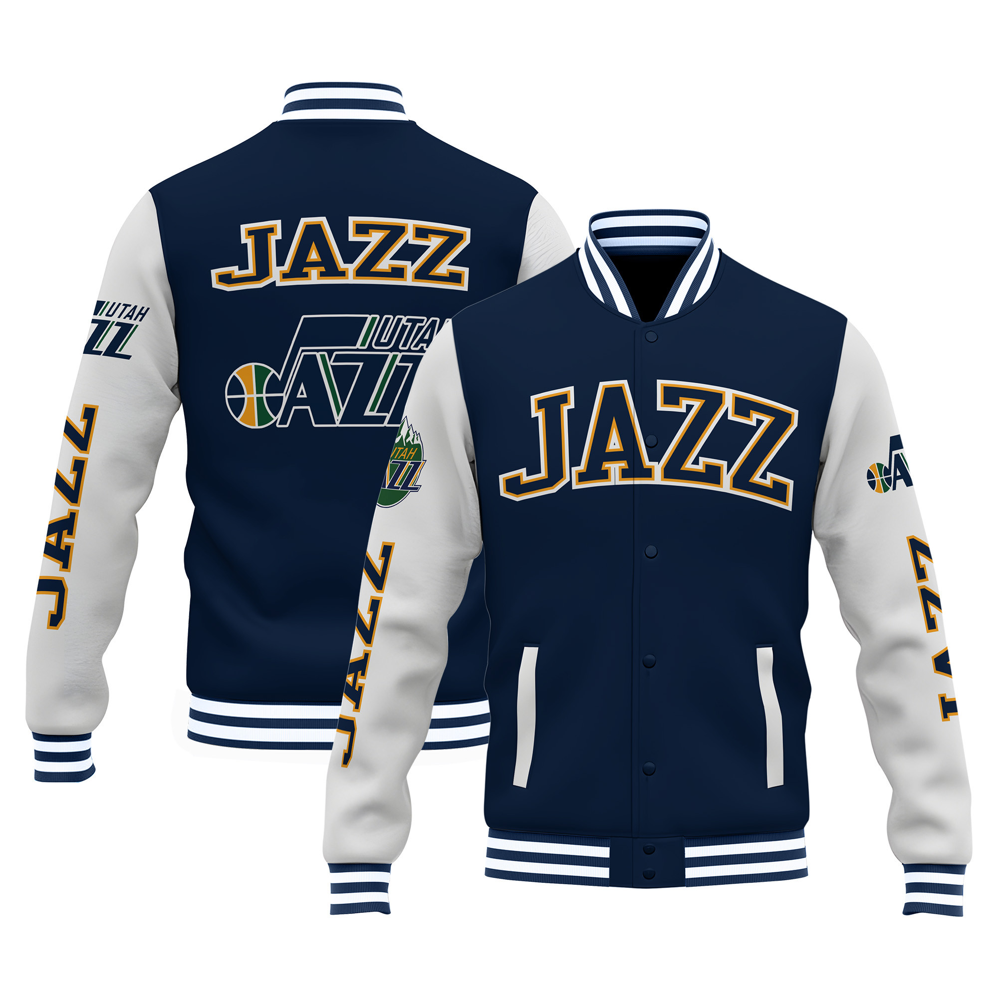 utah jazz special design 3d unisex baseball varsity jacket baseball jacket all over print v1 pkj43