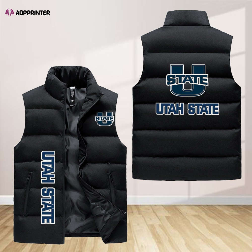 utah state aggies sleeveless puffer jacket custom for fans gifts