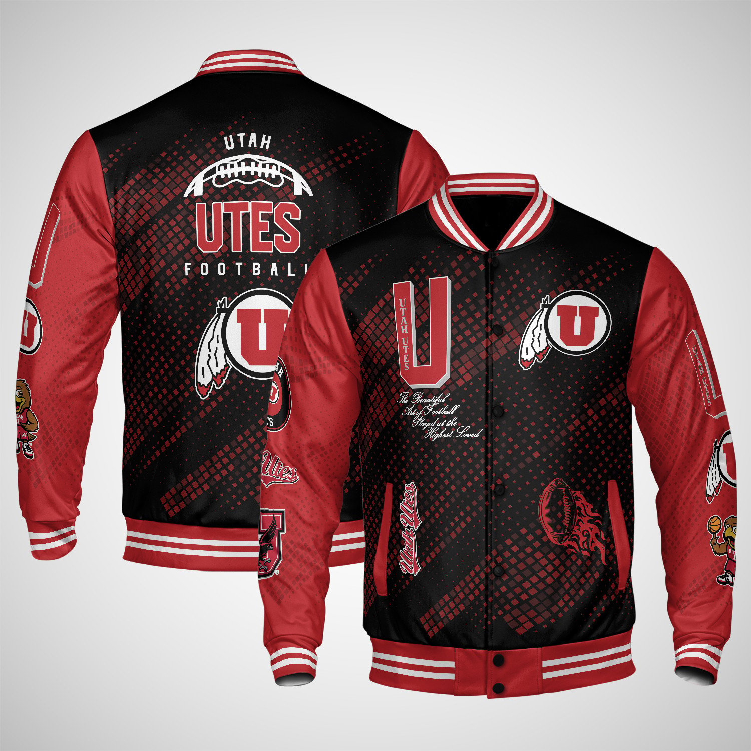 utah utes varsity jacket baseball jacket all over print wf suavt