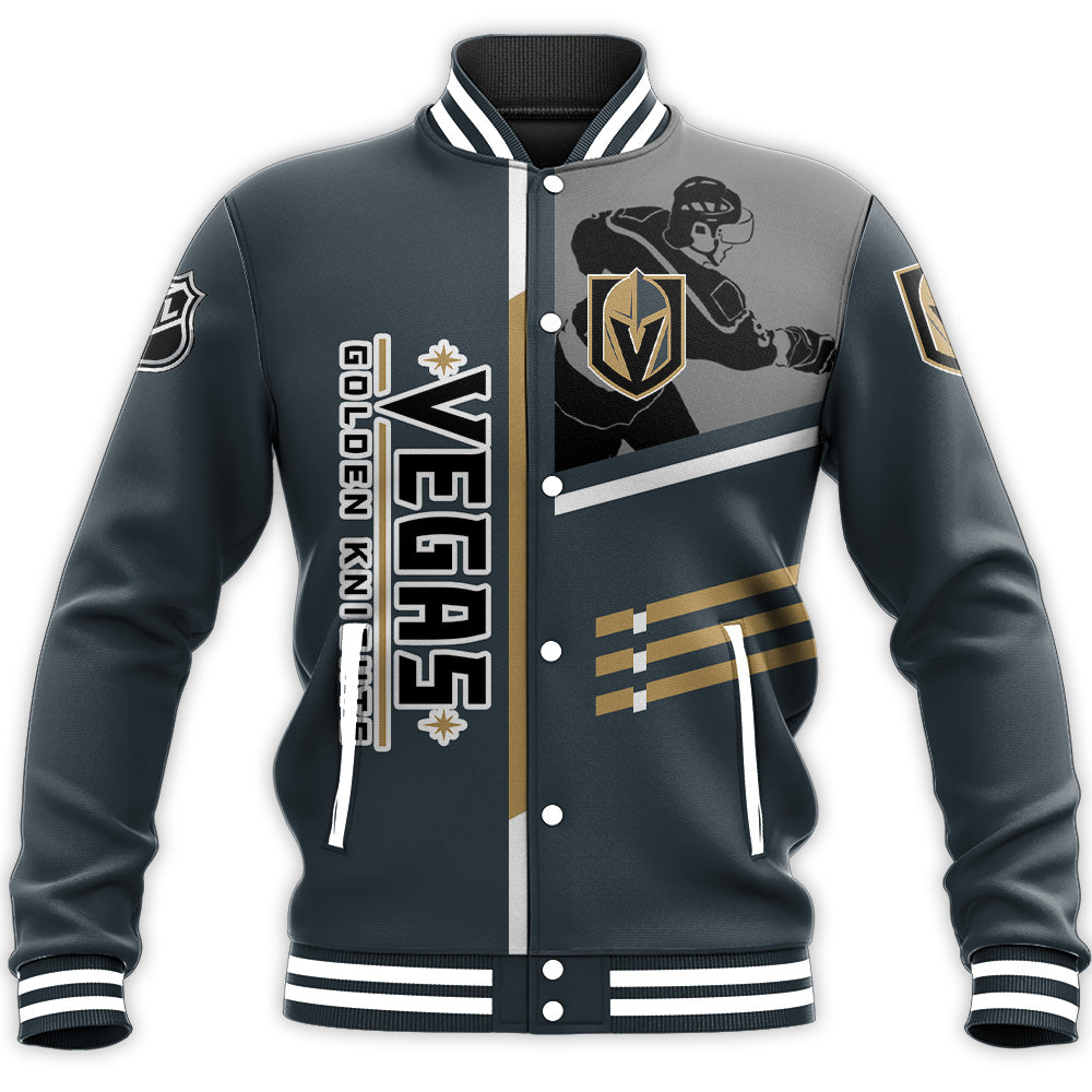 vegas golden knights baseball jacket button up zipper hooded all over print personalized hockey for fan nhl w5i9f