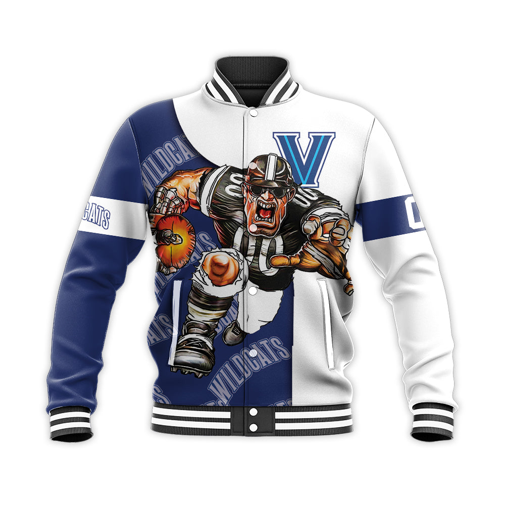 villanova wildcats baseball jacket button up zipper hooded all over print football go on gift for fans ncaa prfha