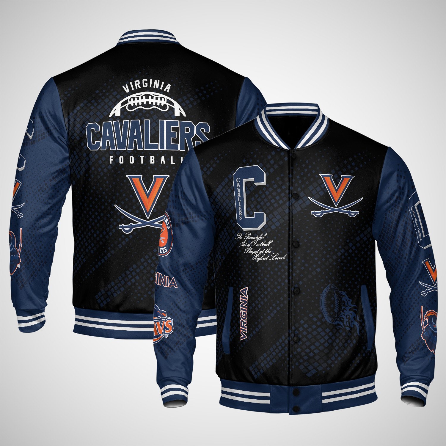 virginia cavaliers varsity jacket baseball jacket all over print wf 1pkid