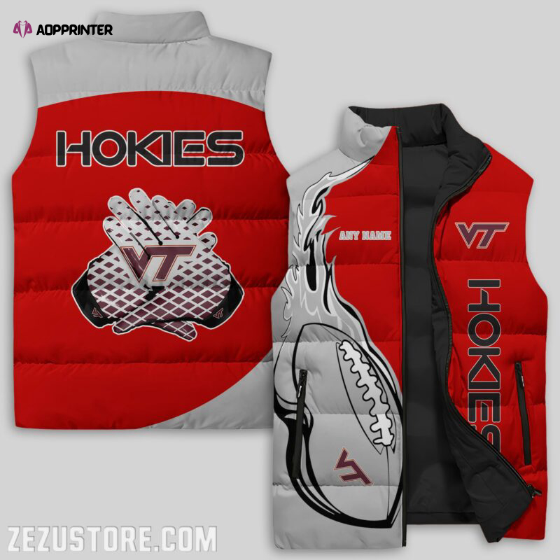 virginia tech hokies ncaa sleeveless puffer jacket custom for fans gifts 3