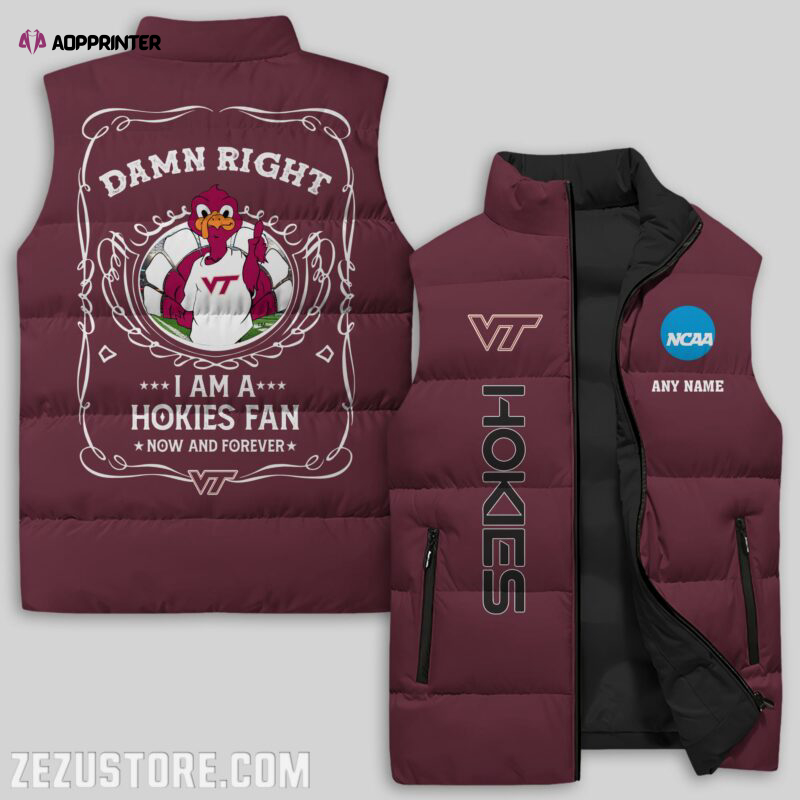 virginia tech hokies ncaa sleeveless puffer jacket custom for fans gifts 6