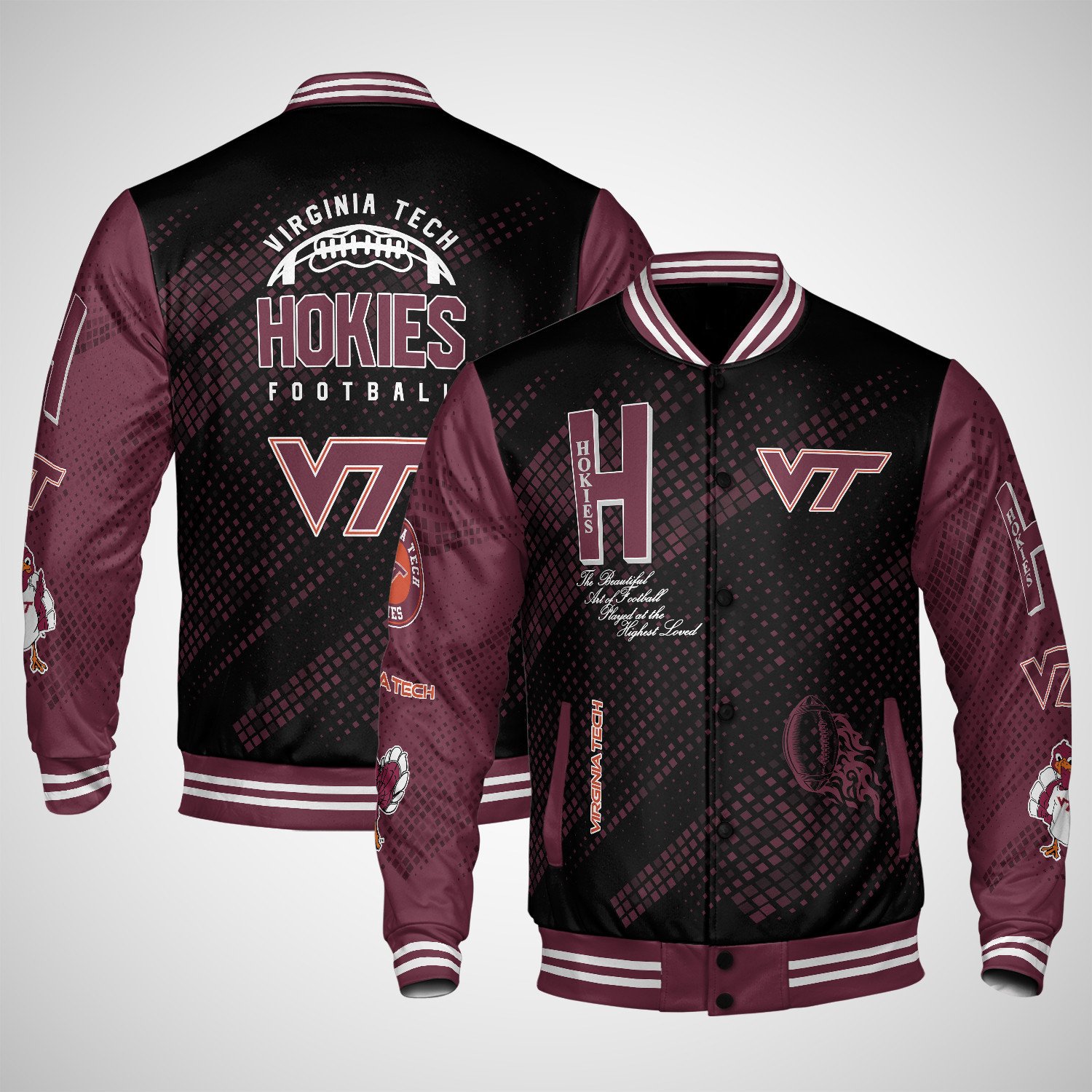 virginia tech hokies varsity jacket baseball jacket all over print wf sqvat