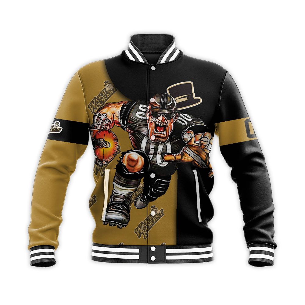 wake forest demon deacons baseball jacket button up zipper hooded all over print football go on gift for fans ncaa lyn5i