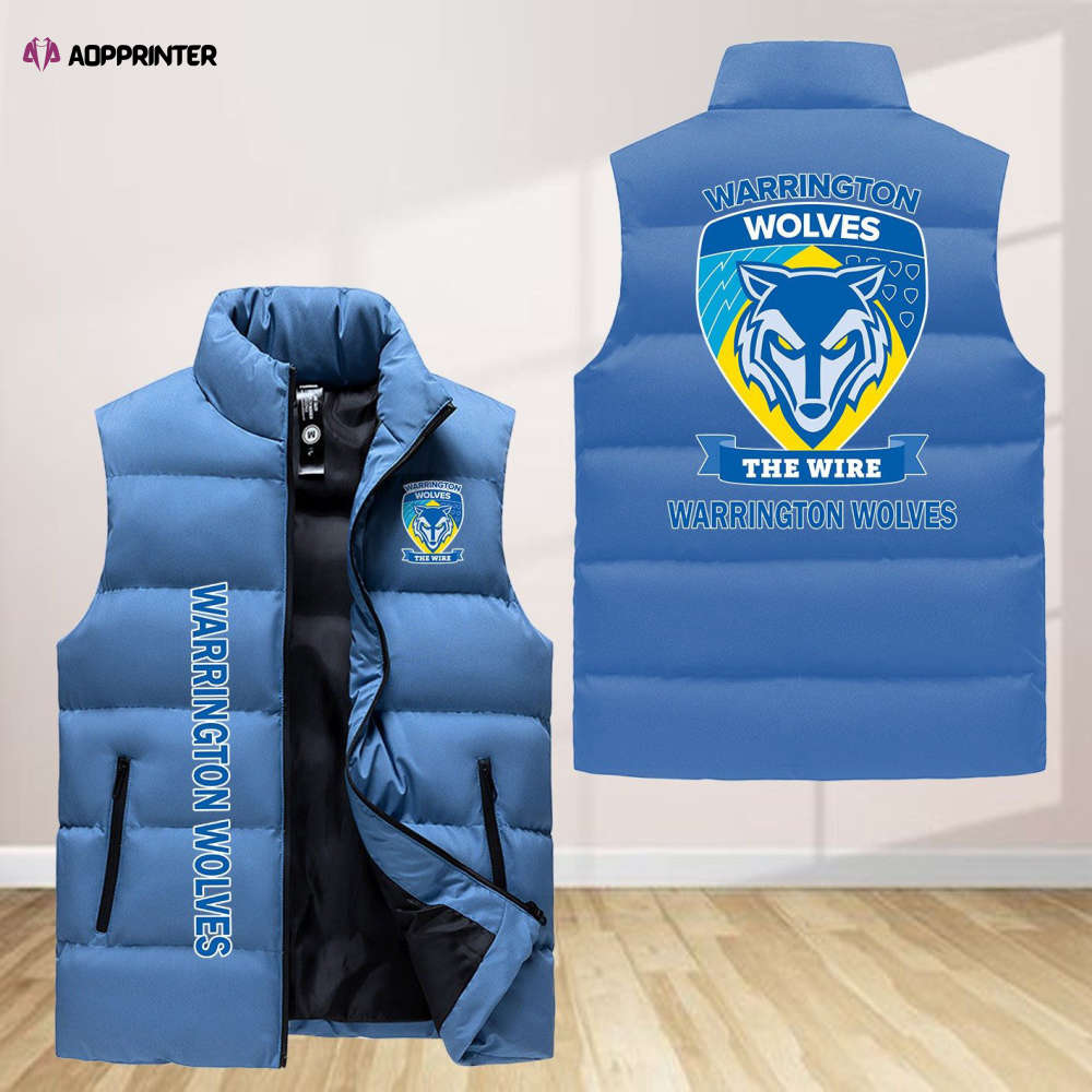 warrington wolves sleeveless puffer jacket custom for fans gifts