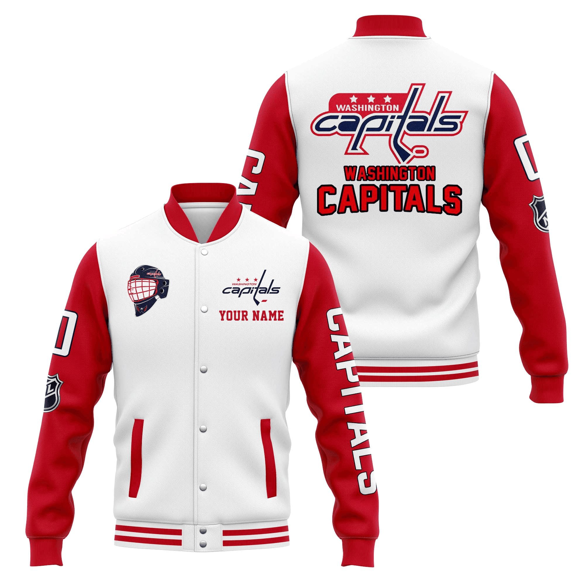 washington capitals custom name and number nhl baseball baseball varsity jacket baseball jacket all over print 9hpsq