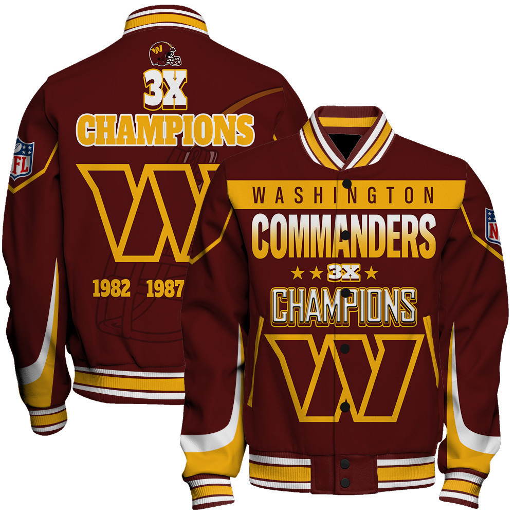 washington commanders 3x super bowl champions baseball varsity jacket baseball jacket all over print lmhyk