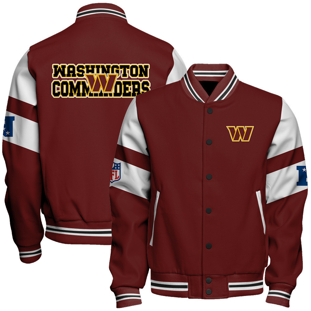 washington commanders nfl 2024 national football conference unisex baseball varsity jacket baseball jacket all over print v11 p5xwf