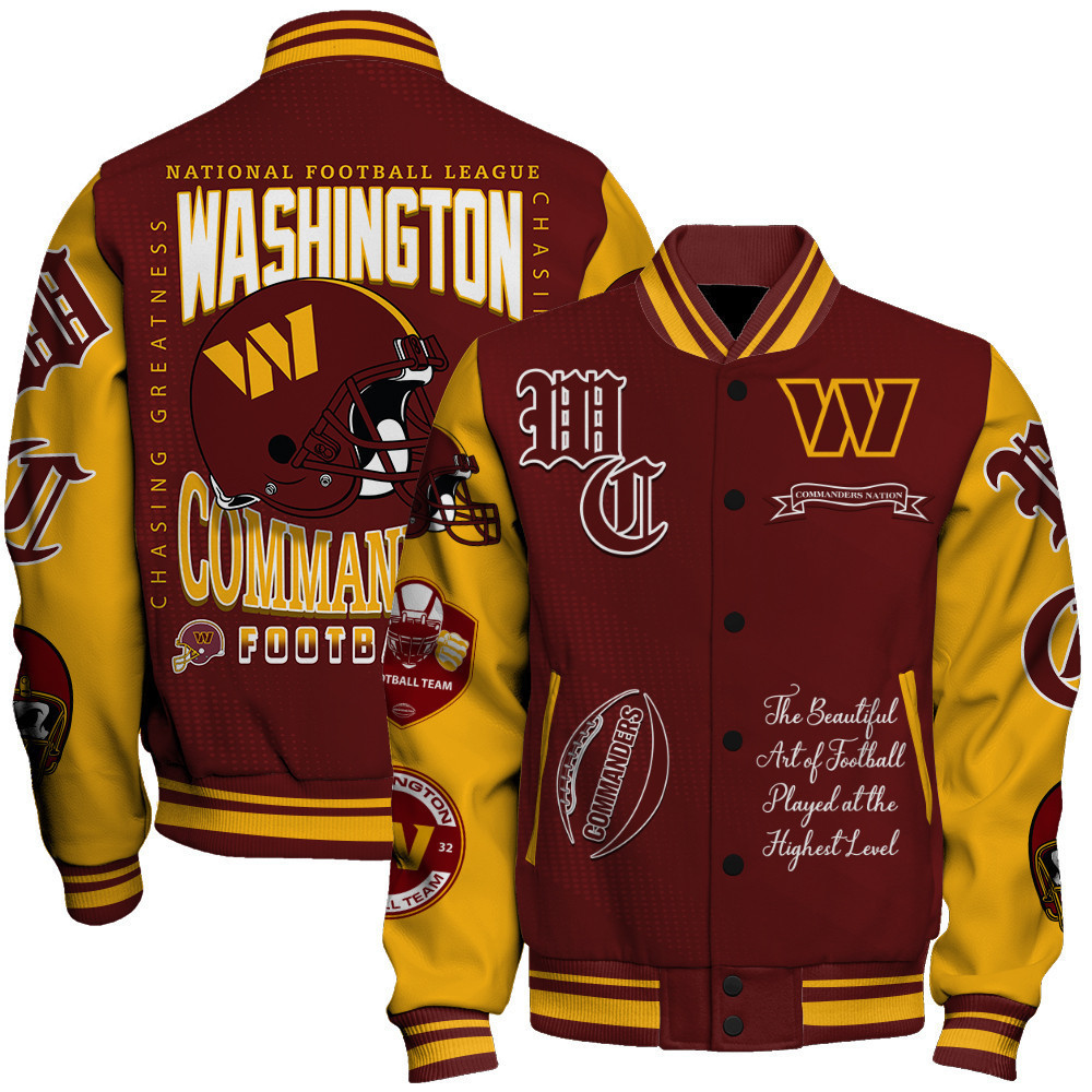 washington commanders nfl 2024 national football conference unisex baseball varsity jacket baseball jacket all over print v3 mslmo