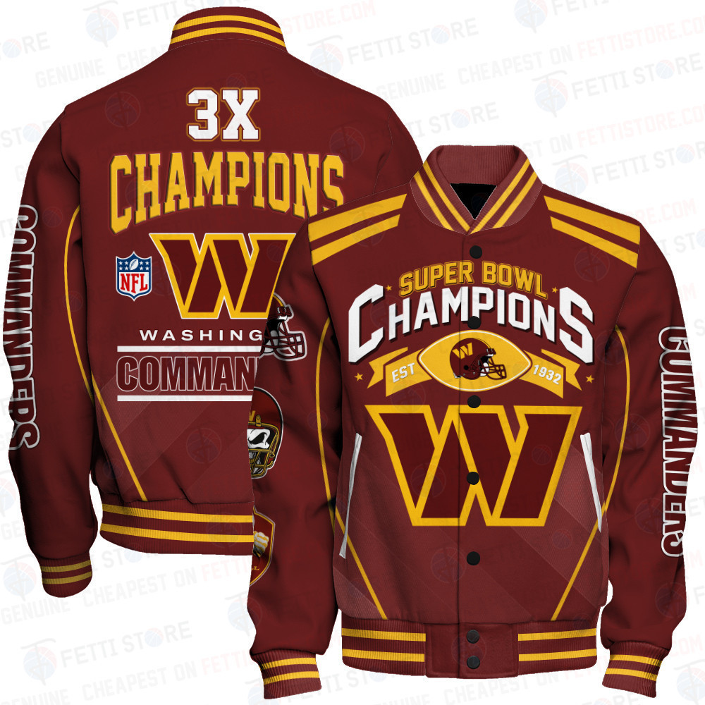 washington commanders nfl champions baseball varsity jacket baseball jacket all over print uuepa