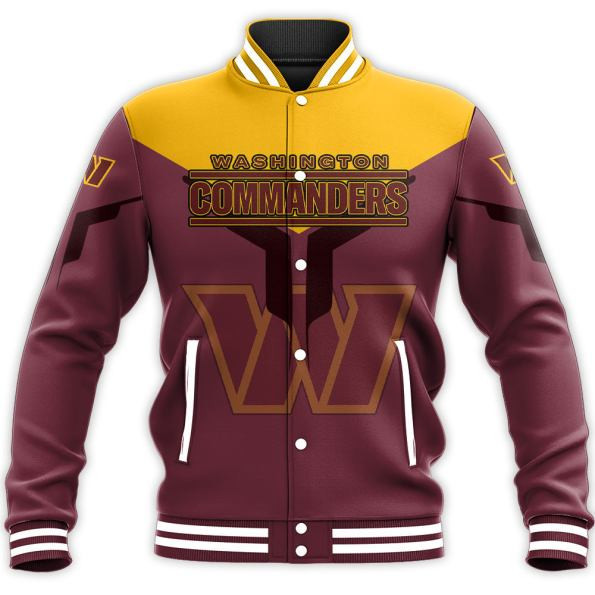 washington commanders nfl football red and yellow 3d print baseball varsity jacket baseball jacket all over print yiwml